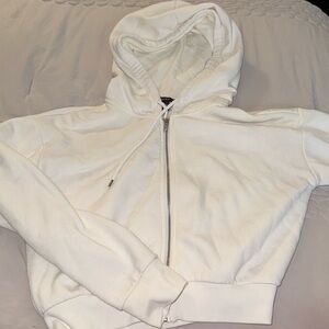 Cropped zipper hoodie cream/off white